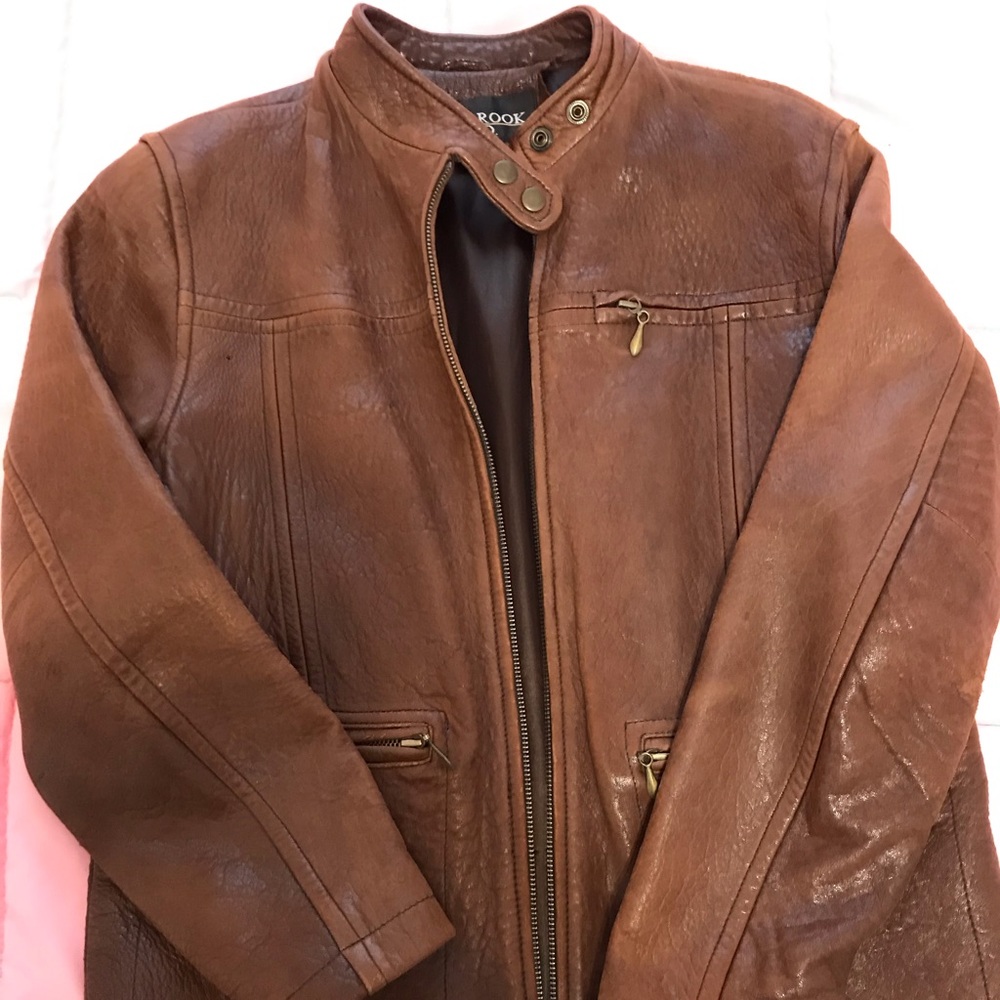 Brown Soft Leather Jacket, Medium - image 3